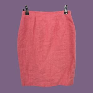 Linda Allard Ellen Tracy US 4 VINTAGE 80s Pink LINEN SILK Blend Pencil Skirt